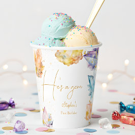 彼はジェム誕生日クリスタルスボーイの水色だ 紙コップ