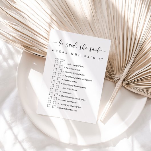 彼はパーソナライズされた彼女はブライダルシャワーゲームと言った 招待状