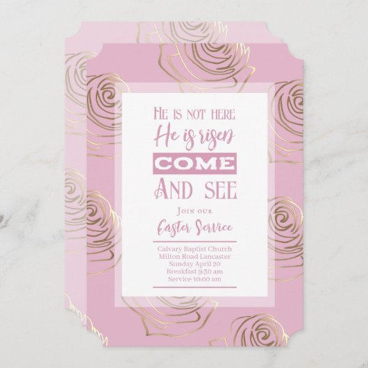 彼はピンクのイースター招待状カードを持ち上げた シーズンカード (正面/裏面)