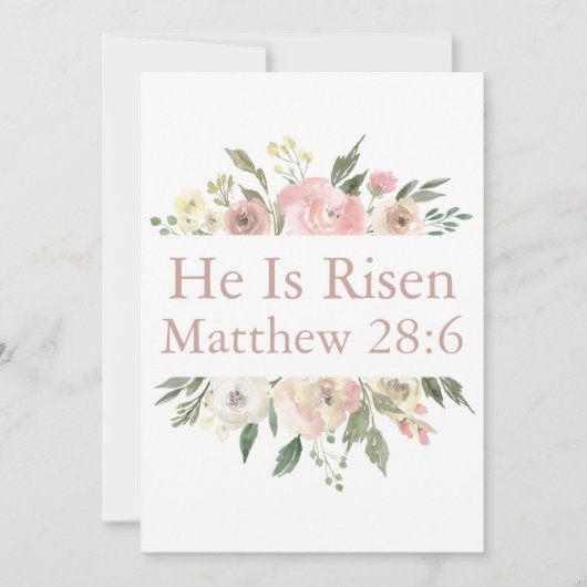彼はピンクの美しいフローラ宗教的な復活祭 カード (正面)