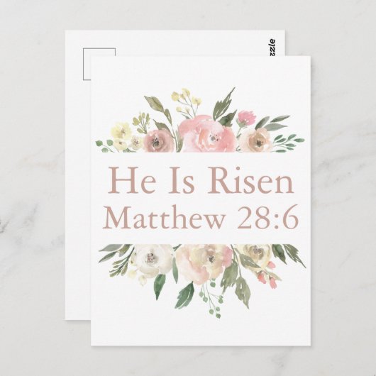 彼はピンクの美しいフローラ宗教的な復活祭 ポストカード (正面/裏面)