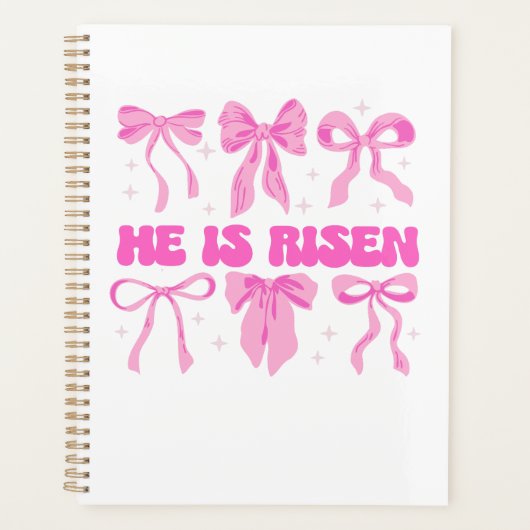 彼はピンクイースターフローラコケット弓を復活させた プランナー手帳 (正面)