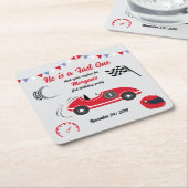 彼はファーストワンフェスティバルレッドレースカー誕生日 スクエアペーパーコースター (アングル)