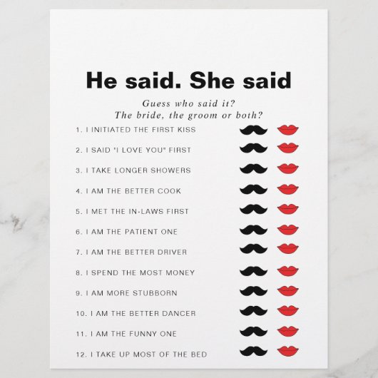 彼はフォーマル彼女はブライダルシャワーゲームと言った (正面)