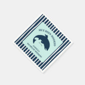 彼はフックされた魚釣りバチュラーパーティ スタンダードカクテルナプキン (角)