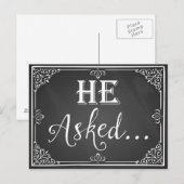 「彼はプロポーズした」エンゲージメントカード フォトプロップ 黒板 案内ポストカード (正面/裏面)