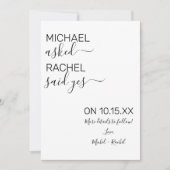 彼はプロポーズした 彼女はイエスと言った シンプルな写真での婚約 案内状 (正面)