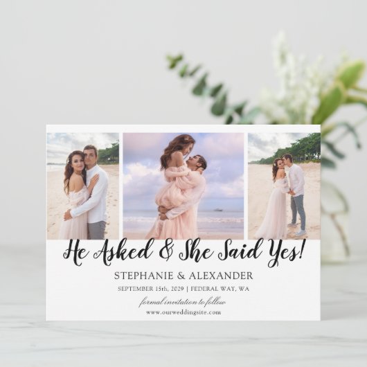 彼はプロポーズした 彼女はイエスと言った フォト 婚約 発表 招待状 (スタンド正面)