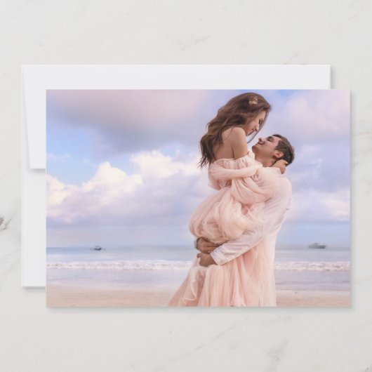 彼はプロポーズした 彼女はイエスと言った フォト 婚約 発表 招待状 (裏面)