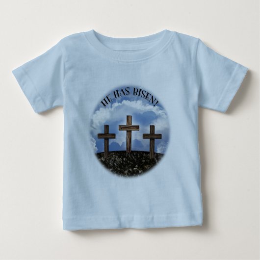 彼はマタイ26:39の険しい十字架を3上昇した ベビーTシャツ (正面)