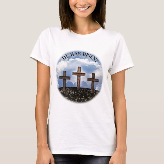 彼はマタイ26:39の険しい十字架を3上昇した Tシャツ (正面)