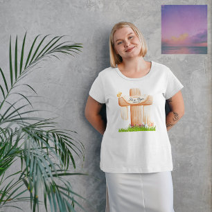彼はマタイ28:6キリスト教の十字架で復活した トライブレンドTシャツ