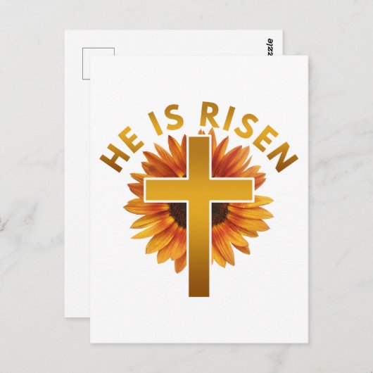 彼はマタイ28:6復活祭ひまわり ポストカード (正面/裏面)