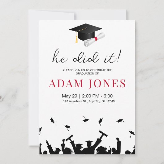 彼はミニマリストのシニアの卒業招待状をやった 招待状 (正面)