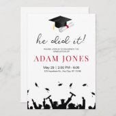 彼はミニマリストのシニアの卒業招待状をやった 招待状 (正面/裏面)