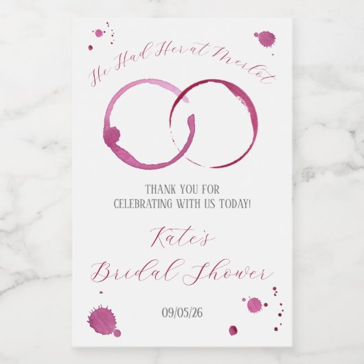 彼はメルロで彼女を飲んだ,ワイン,ワインの汚れ,シャワー ワインラベル (シングルラベル)