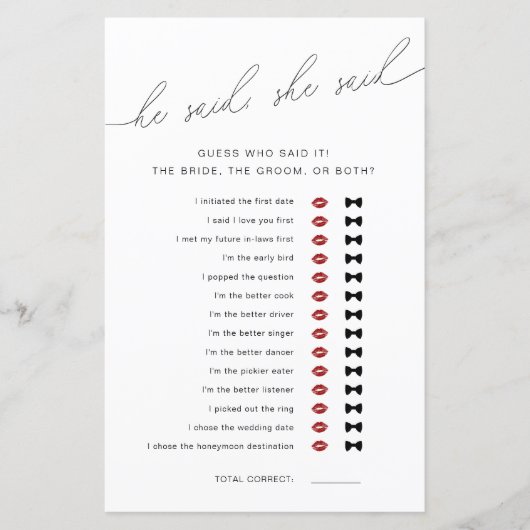 彼はモダン彼女はブライダルシャワーゲームと言った (正面)