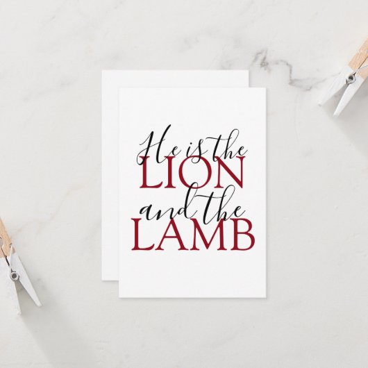 彼はライオンと子羊の悔やみや弔慰 カード (正面/裏面インサイチュ)