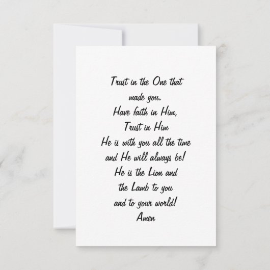 彼はライオンと子羊の悔やみや弔慰 カード (裏面)