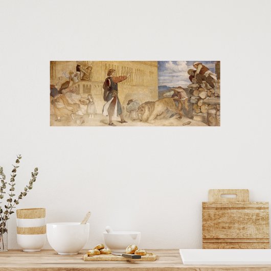 彼はライオンを冗談を言っているかのように扱った ポスター (キッチン)