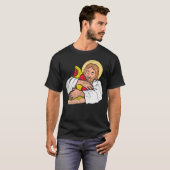 彼はリズィンイエスおもしろいのバスケ遊ットボール Tシャツ (正面フル)