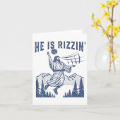 彼はリズンバレーボールイエスハッピーイースターおもしろいC カード (黄色い花)