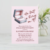 彼はリングや輪を!ピンク婚約パーティ 招待状 (スタンド正面)