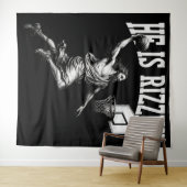 彼はリージンおもしろいイエスバスケットボールイースターの日だ タペストリー (インサイチュ(横))