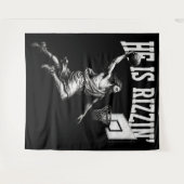 彼はリージンおもしろいイエスバスケットボールイースターの日だ タペストリー (正面(横))