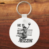 彼はリージンおもしろいイエス遊のバレーボール選手だ キーホルダー (正面)