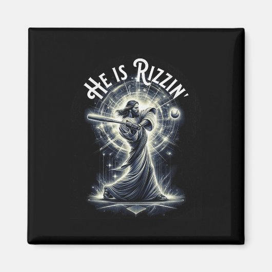 彼はリージン・イエス遊の野球おもしろい・スポーツ・リーズ マグネット (正面)