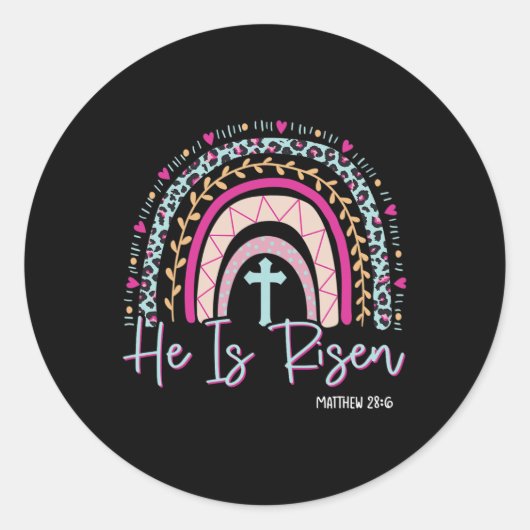 彼はレインボーレオパードハッピーイースターデイクリス ラウンドシール (正面)