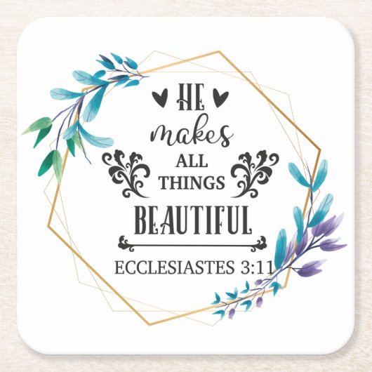 彼は万物を美しくする スクエアペーパーコースター (正面)