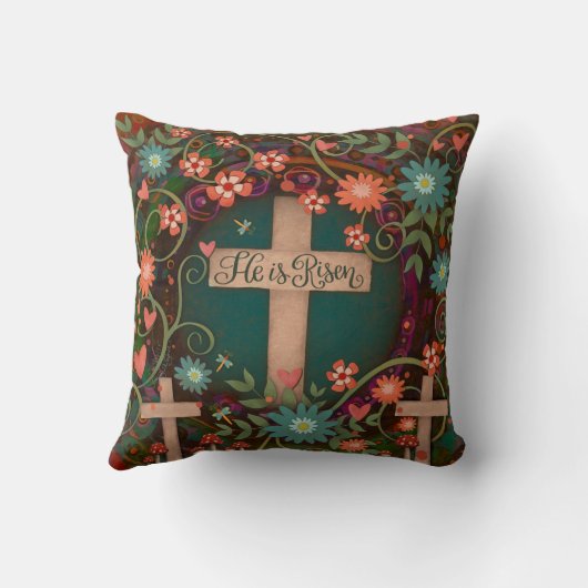 彼は三つの十字架のフローライースターを起こかわいらししている クッション (裏面)