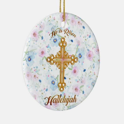 彼は上がったキリスト教のイースターです セラミックオーナメント (右)