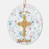 彼は上がったキリスト教のイースターです セラミックオーナメント (左)