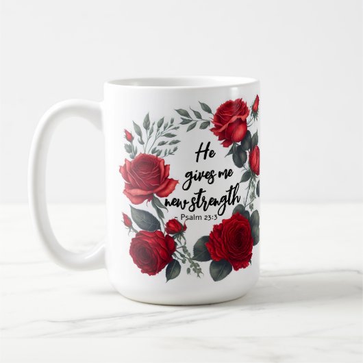 彼は与え新しい力だ コーヒーマグカップ (左)