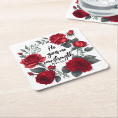 彼は与え新しい力だ スクエアペーパーコースター (アングル)