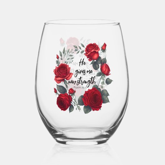 彼は与え新しい力だ ステムなしワイングラス (裏面)