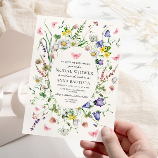 彼は与え私の蝶かわいらしフローラブライダルショウ 招待状