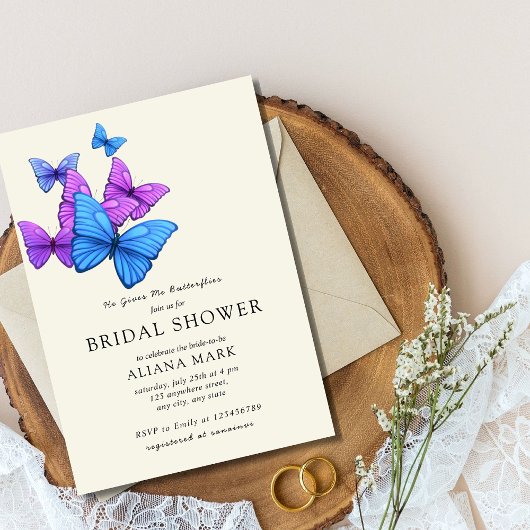 彼は与え私の蝶のブライダルシャワー 招待状