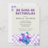 彼は与え私の蝶のブライダルシャワー 招待状 (正面)