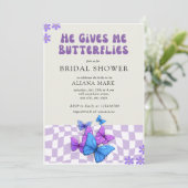 彼は与え私の蝶のブライダルシャワー 招待状 (スタンド正面)