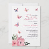 彼は与え私の蝶の水色のブライダルシャワー 招待状 (正面)