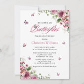 彼は与え私の蝶の水色のブライダルシャワー 招待状 (正面)