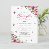 彼は与え私の蝶の水色のブライダルシャワー 招待状 (スタンド正面)