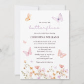 彼は与え私の蝶の水色ブライダルシャワー 招待状 (正面)