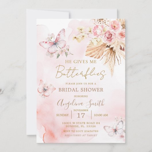 彼は与え私チョイボホブライダルシャワー 招待状 (正面)