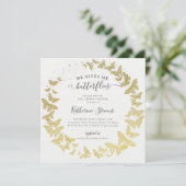 彼は与え私蝶の金ゴールドモダンブライダルシャワー 招待状 (スタンド正面)