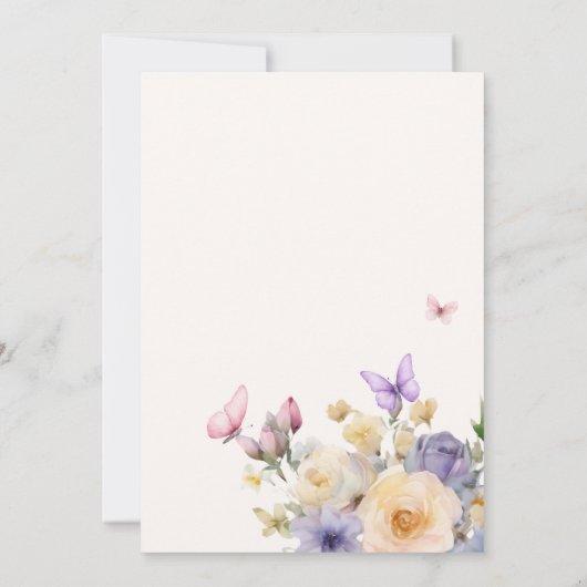 彼は与え私蝶パステルブライダルシャワー 招待状 (裏面)